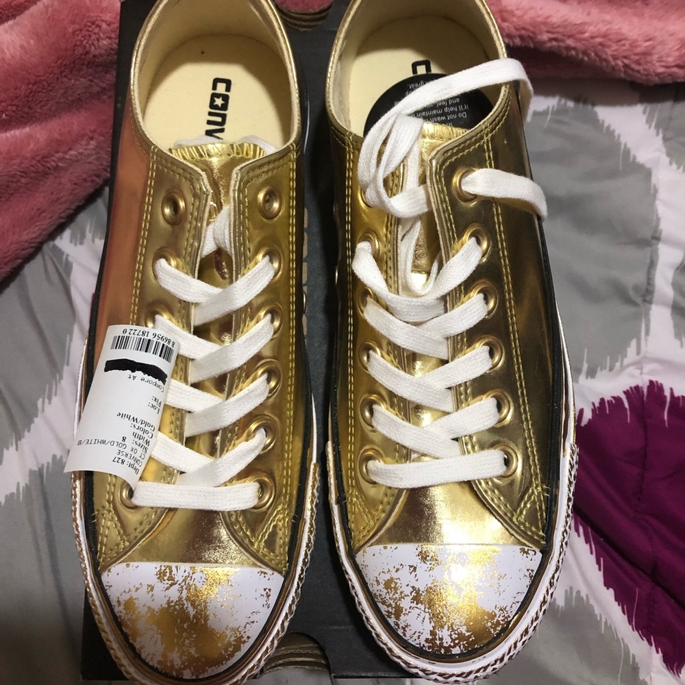 Gold converse sneakers